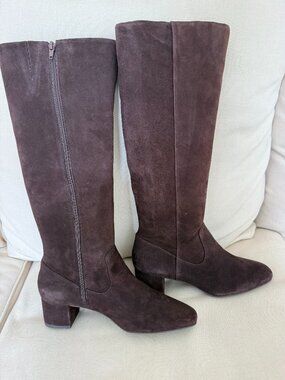 Alex Marie Prizelle Suede Tall Boots, Dark Brown Roast, size 9